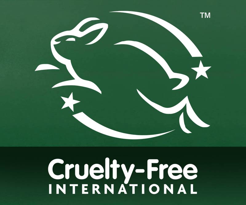 White outline of a leaping rabbit surrounded by three stars on a green background, above Cruelty-Free International. Ideal for those seeking Original Hand Cream for men made with natural origin ingredients.