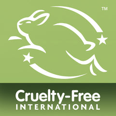 A white outline of a leaping rabbit with two stars above Cruelty-Free INTERNATIONAL in bold white on green signals cruelty-free certification—ideal for the Original Mens Grooming Bundle.